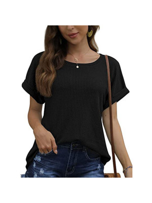 Womens Tee V Neck Blouse T Shirt Ladies Casual Short Sleeve Slim Pullover Tops