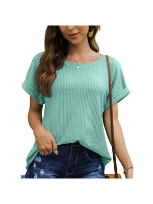 Womens Tee V Neck Blouse T Shirt Ladies Casual Short Sleeve Slim Pullover Tops