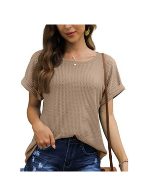 Womens Tee V Neck Blouse T Shirt Ladies Casual Short Sleeve Slim Pullover Tops