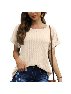 Womens Tee V Neck Blouse T Shirt Ladies Casual Short Sleeve Slim Pullover Tops