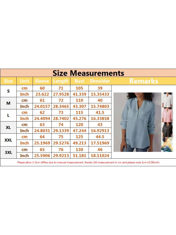 Womens Cotton Linen Pocket Blouse Tops Ladies Baggy Long Sleeve Casual T-Shirt