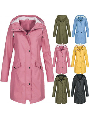 Womens Waterproof Raincoat Ladies Outdoor Wind Rain Forest Jacket Coat Plus Size