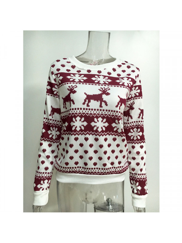 Womens Christmas Knit Sweater Pullover Sweater Shirt Jumper Blouse Tops Xmas UK