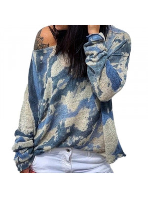 Womens Casual Tie dye Loose Fit Tee T-Shirt Ladies Long Sleeve Tunic Tops Blouse