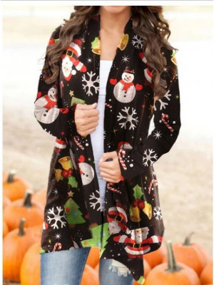 Women's Ladies Halloween Pumpkin Print Knitted Jumper Top Sweater Cardigan Coat