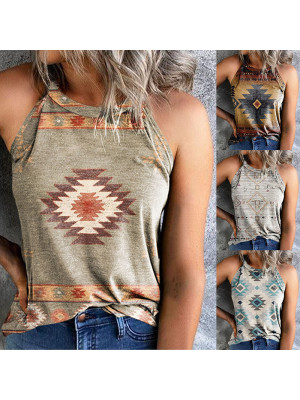 Womens Boho Sleeveless Halter Tank Top Ladies Summer Casual Vest T-Shirt Blouse