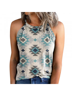 Womens Boho Sleeveless Halter Tank Top Ladies Summer Casual Vest T-Shirt Blouse