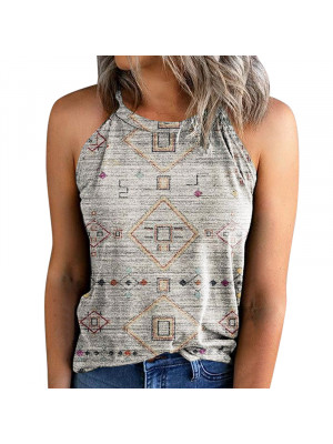 Womens Boho Sleeveless Halter Tank Top Ladies Summer Casual Vest T-Shirt Blouse