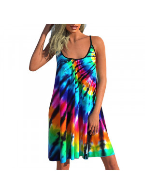 Womens Summer Beach Boho Sleeveless Sundress Ladies Casual Strappy Cami Dress