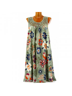 Womens Lace Printing Summer Flowers Ladies Beach Holiday Midi Dresses Sundress