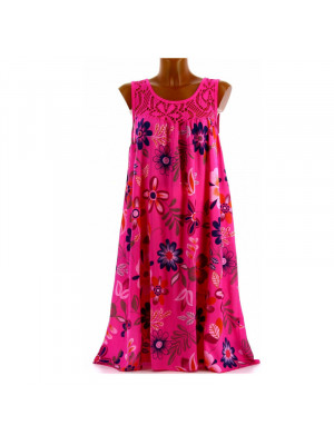 Womens Lace Printing Summer Flowers Ladies Beach Holiday Midi Dresses Sundress