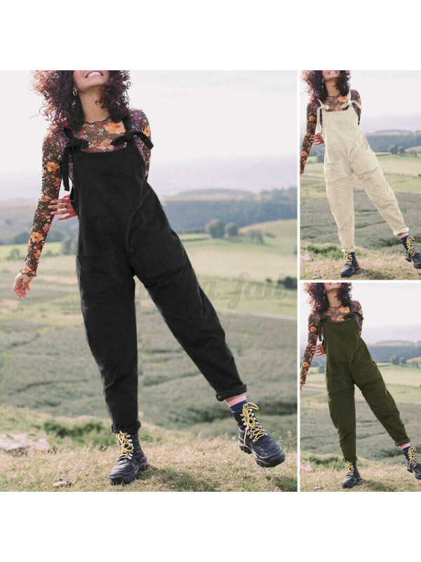 Womens Casual Loose Playsuit Ladies Jumpsuit Baggy Overalls Strappy Trousers