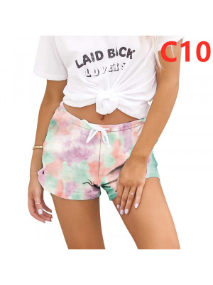 Womens Casual Tie Dye Summer Drawstring Shorts Ladies Elastic Waist Short Pants