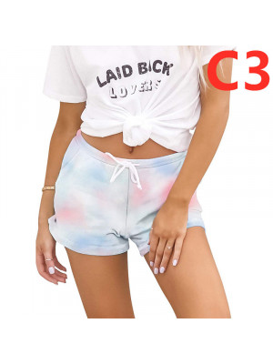 Womens Casual Tie Dye Summer Drawstring Shorts Ladies Elastic Waist Short Pants