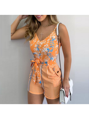 Womens Flower Sling Jumpsuit Jumpsuit Strappy Trousers Overalls Casual Romper UK