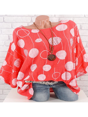 Women Summer Polka Dot Casual Shirt Loose Blouse Long Sleeve Tee Round Neck Tops