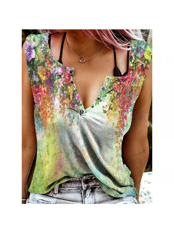 Womens V Neck Loose Sleeveless T Shirt Tops Casual Tank Vest Blouse Pullover UK