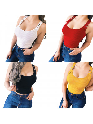 Womens Vest Tank Tops Crop Blouse Ladies Sleeveless Sexy Slim Fit Cami T Shirt