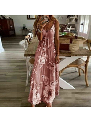 Womens Summer Floral Long Dress Ladies Boho Beach Holiday Maxi Cami Size 6-22