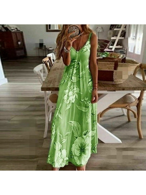 Womens Summer Floral Long Dress Ladies Boho Beach Holiday Maxi Cami Size 6-22