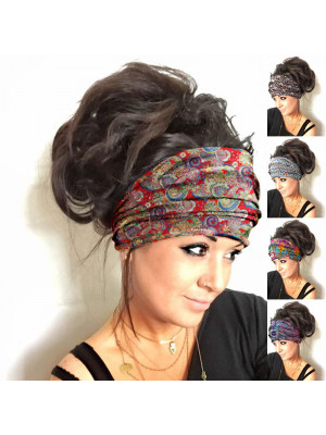 New Fashion Yoga Hair Bands Stretchy Hair Accessories Women's Headbands Boho Print Headwear Quick Drying Sport Hair Band