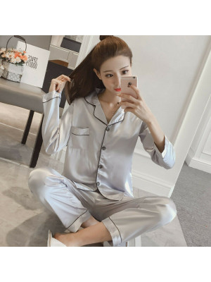 Womens Satin Pyjamas Ladies PJs Silk Long Sleeve Soft Sleepwear Nightwear Set UK