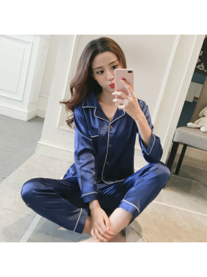 Womens Satin Pyjamas Ladies PJs Silk Long Sleeve Soft Sleepwear Nightwear Set UK