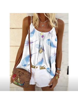 Womens Swing Vest Sleeveless Cami Top Holiday Beach Flared Plus Size Tops Shirt