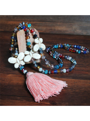 Women Retro Boho Crystal Bead Long Chain Necklace Sweater Tassel Pendant Jewelry