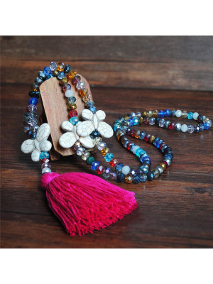 Women Retro Boho Crystal Bead Long Chain Necklace Sweater Tassel Pendant Jewelry