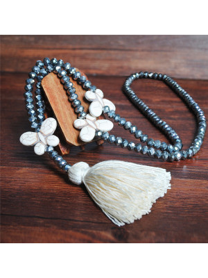 Women Retro Boho Crystal Bead Long Chain Necklace Sweater Tassel Pendant Jewelry