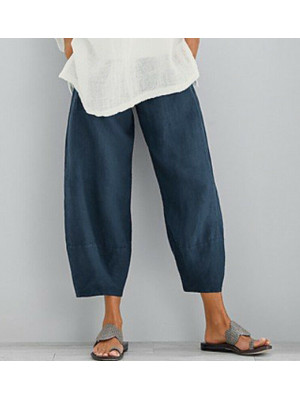 Women Elastic Waist Baggy Harem Trousers Ladies Casual Pocket Pants Plus Size UK