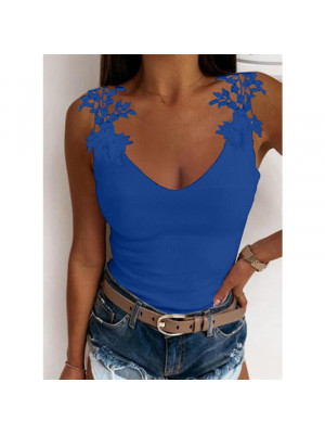 Ladies Lace Sleeveless Sexy Tank Tops Women U Neck Slimming Casual Vest Tees