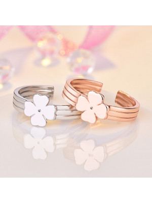 Elegant Women Jewellery Adjustable Opening Four Leaf Clover Ring Lover Gift