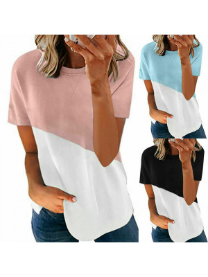 Womens Short Sleeve Summer Loose T Shirts Ladies Casual Tunic Tee Tops Blouse UK