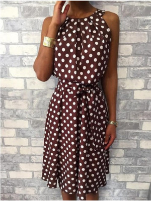 Womens Summer Polka Dot Maxi Dress Ladies Beach Holiday Ruffle Dresses Sundress