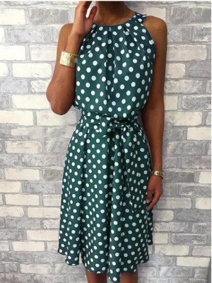 Womens Summer Polka Dot Maxi Dress Ladies Beach Holiday Ruffle Dresses Sundress