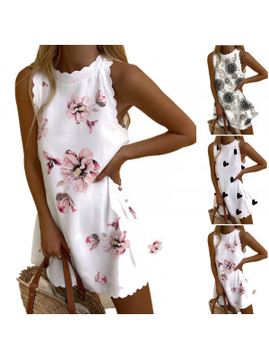 Womens Boho Floral Mini Dress Ladies Sleeveless Summer Holiday Camisole Sundress