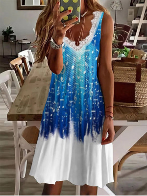 Womens Summer Sleeveless Marble Print Midi Dress Ladies Beach Holiday Sundress