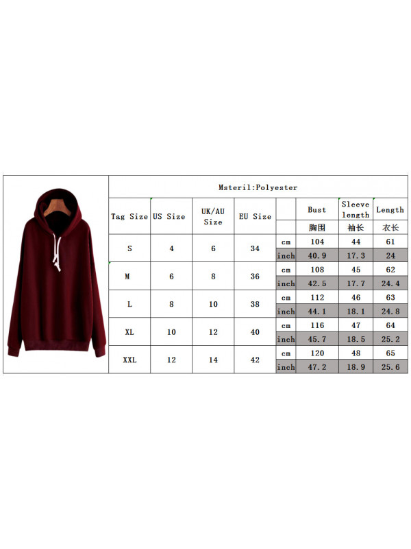 Womens Hooded Hoodies Sweatshirt Ladies Winter Casual Tops Jumper Pullover Sizes