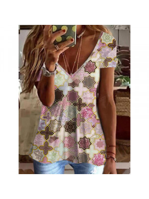 Womens V Neck Floral Tank Tops Ladies Summer Boho Casual Vest T Shirt Blouse UK