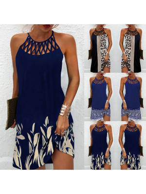 Women Halter Neck Strappy Midi Dress Ladies Summer Holiday Beach Casual Sundress