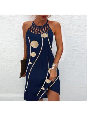 Women Halter Neck Strappy Midi Dress Ladies Summer Holiday Beach Casual Sundress