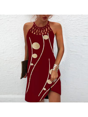 Women Halter Neck Strappy Midi Dress Ladies Summer Holiday Beach Casual Sundress