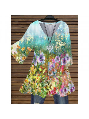 Women Boho Half Sleeve T-Shirt Ladies Blouse Print Shirt Casual Floral Tunic Tops