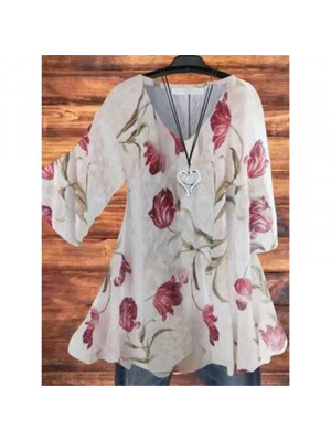 Women Boho Half Sleeve T-Shirt Ladies Blouse Print Shirt Casual Floral Tunic Tops