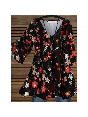 Women Boho Half Sleeve T-Shirt Ladies Blouse Print Shirt Casual Floral Tunic Tops