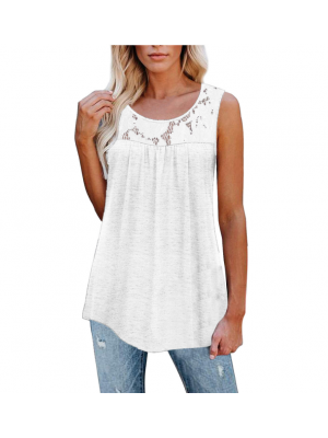 Womens Lace Sleeveless Tops Vest Ladies Summer Casual Tank Tee Blouse T-shirt