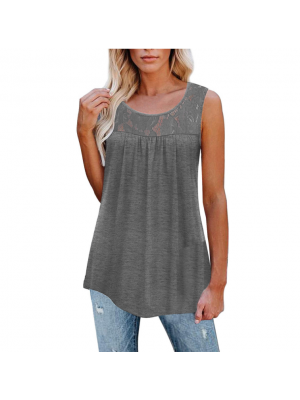 Womens Lace Sleeveless Tops Vest Ladies Summer Casual Tank Tee Blouse T-shirt