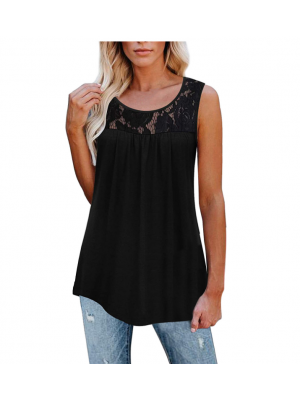 Womens Lace Sleeveless Tops Vest Ladies Summer Casual Tank Tee Blouse T-shirt